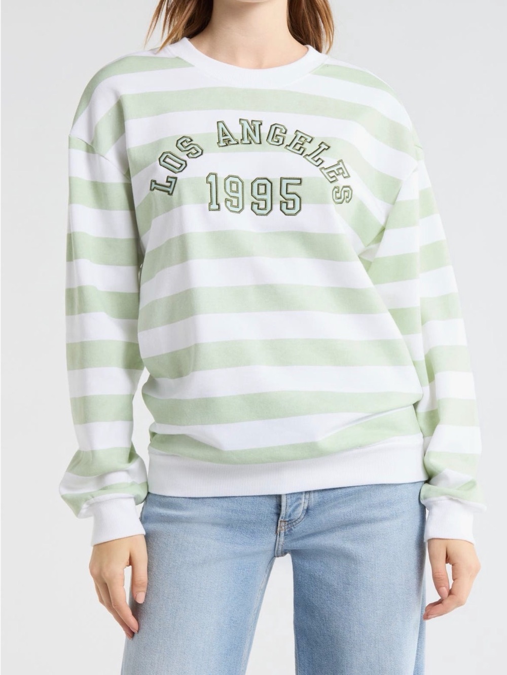 Hi Res 'Los Angeles 1995' Striped Crewneck Sweatshirt